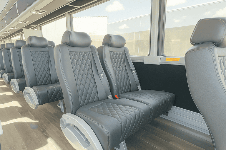 interior of Virginia Beach Coach Bus Service charter bus